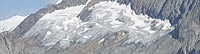 View before/after comparison photos of Fiescher glacier (Fiesch, Valais, Swiss Alps)