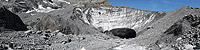 View before/after comparison photos of Gamchi glacier (Bernese Oberland, Swiss Alps)