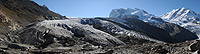 View before/after comparison photos of Gorner glacier (Valais, Switzerland)