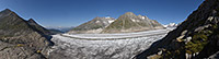 View before/after comparison photos of Great Aletsch Glacier (Swiss Alps)