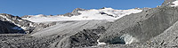 View before/after comparison photos of Schwarzberg glacier (Valais, Switzerland)