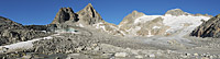 View before/after comparison photos of Tiefen glacier (Urseren, Urner Alps, Switzerland)