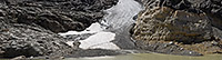 View before/after comparison photos of Wetterlücken glacier (Swiss Alps)
