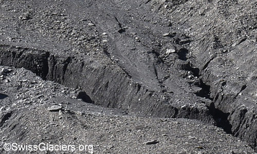 Erosion ditches in front of the central part of the Gamchi Glacier. Photo taken on 31 August 2025.