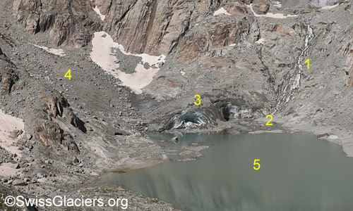 Tiefengletscher: Luftaufnahme des Toteiskegels am 29. August 2024.