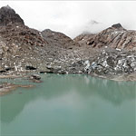 Tiefengletscher: Schwemmebene/Delta und restliches Toteis von der Seeseite.