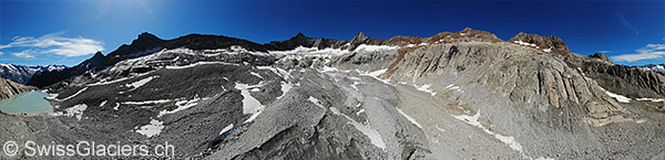 View of the dead ice structure in front of the Grueben glacier (aerial photo)