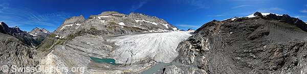 Proglacial lakes and tongue on 19.7.2020