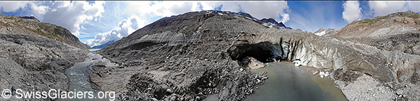 Oberaargletscher: Gletschertor 2020 am 13.7.2020 (Luftaufnahme)