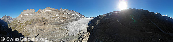 Proglacial lake in front of the tongue of the Kanderfirn (aerial photo).