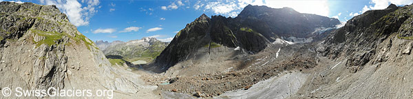 Stein glacier: Glacier tongue and slideway of the rockfall on 18.8.2023