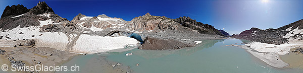 Tiefengletscher: Gletschertor und Gletschersee am 4.8.2019