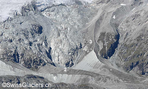 Seitenmoränen mehrerer Gletscher: